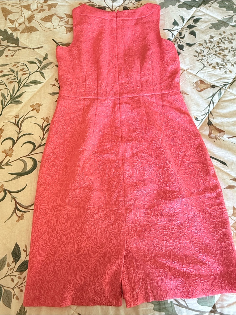 Ann Taylor Coral Pink Textured Midi Dress - Picture 5 of 7
